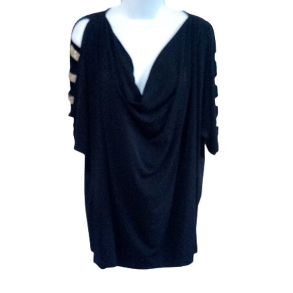 Black Blousy Top with Bling 22-24 - Picture 1 of 2